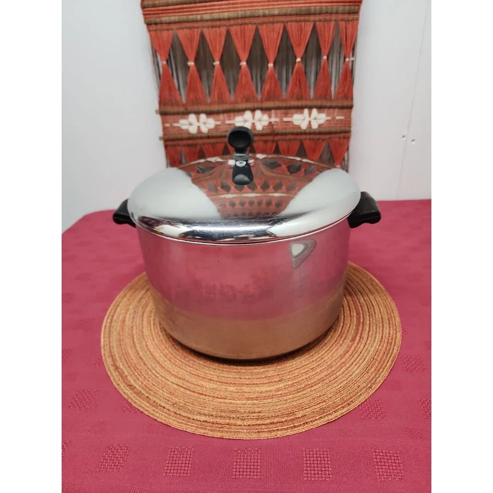 Vintage Farberware 8 Quart Stockpot With Lid Stainless Steel Aluminum Clad EUC